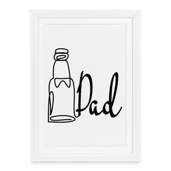 Line Art Papa Bière Fête des Pères - Affiche encadrée (27 × 37 cm) - blanc - Devant