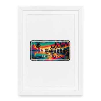 Cebu City – Panneau rétro tropical - Affiche encadrée (27 × 37 cm) - blanc - Devant