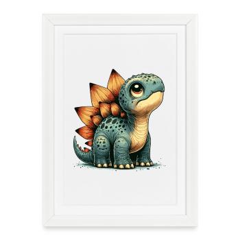 Stegosaurus Baby Dino Babydino Dinobaby Cadeau - Affiche encadrée (27 × 37 cm) - blanc - Devant
