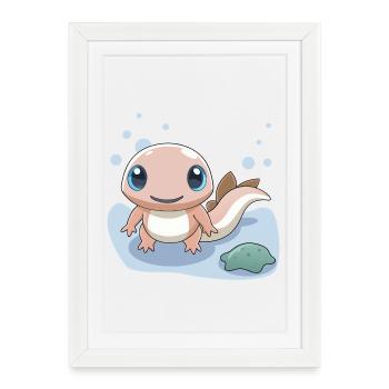 Small pink salamander at the water's edge - Framed poster (27 × 37 cm) - white - Front