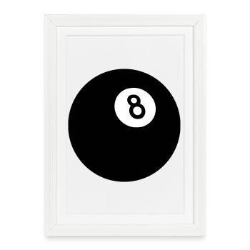 Huit noir - Affiche encadrée (27 × 37 cm) - blanc - Devant