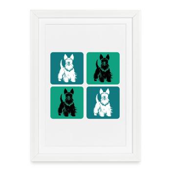 Scottish Terrier Vintage Design - Affiche encadrée (27 × 37 cm) - blanc - Devant