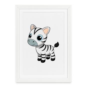 Baby Zebra with Big Blue Eyes - Framed poster (27 × 37 cm) - white - Front