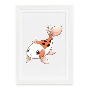 Carpe koi showa mignonne - Affiche encadrée (27 × 37 cm) - blanc - Devant