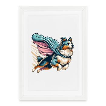 Super chien berger australien Sheppie cadeau - Affiche encadrée (27 × 37 cm) - blanc - Devant