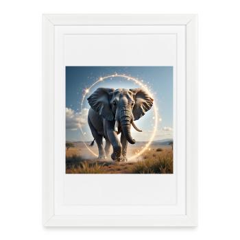 Animal Totem Éléphant - Affiche encadrée (27 × 37 cm) - blanc - Devant