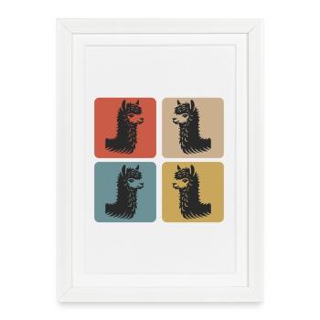 Alpaga Vintage Vibes - Affiche encadrée (27 × 37 cm) - blanc - Devant