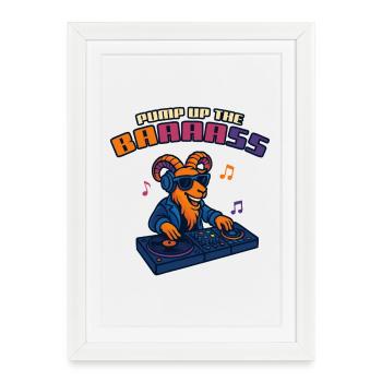 Goat DJ - Pump Up the Baaaass - Affiche encadrée (27 × 37 cm) - blanc - Devant
