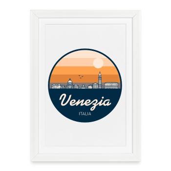 Silhouette de la ligne d’horizon de Venise - Affiche encadrée (27 × 37 cm) - blanc - Devant