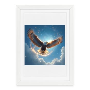 Animal Totem Aigle en Vol - Affiche encadrée (27 × 37 cm) - blanc - Devant