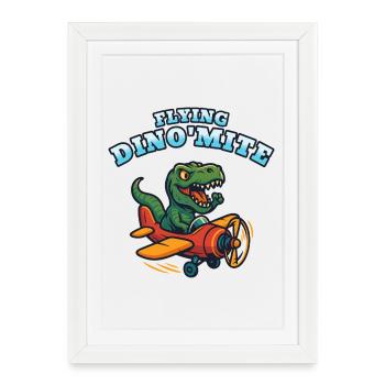 Avion Dino’Mite volant - Affiche encadrée (27 × 37 cm) - blanc - Devant