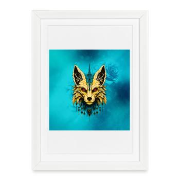 The mystical fox head, noble and mysterious. - Framed poster (27 × 37 cm) - white - Front