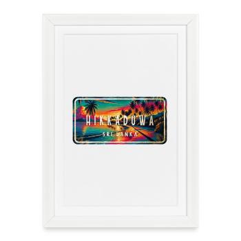 Plage de Hikkaduwa, Sri Lanka, coucher de soleil - Affiche encadrée (27 × 37 cm) - blanc - Devant