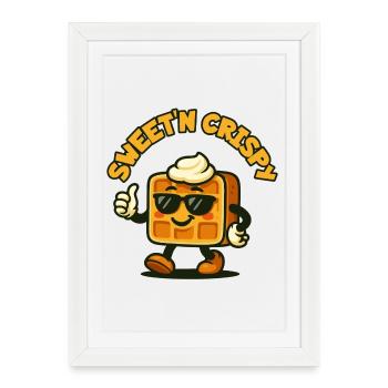 Mascotte gaufre Sweet’n Crisp - Affiche encadrée (27 × 37 cm) - blanc - Devant