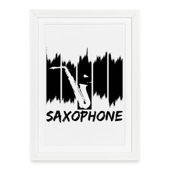 Saxophone - Affiche encadrée (27 × 37 cm) - blanc - Devant