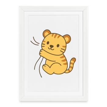 Snuggle Tiger Cub - Cuddly Tiger Baby - Framed poster (27 × 37 cm) - white - Front