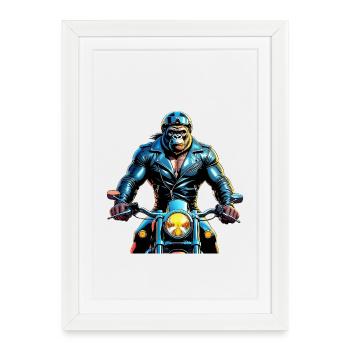 Urbane Gorilla Rider Illustration - Gerahmtes Poster (27 × 37 cm) - Weiß - Vorne