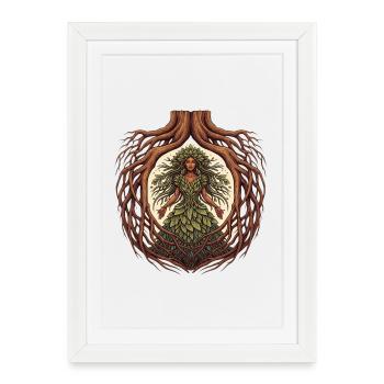 Déesse des arbres | Gardien de la nature et de l’énergie vitale - Affiche encadrée (27 × 37 cm) - blanc - Devant