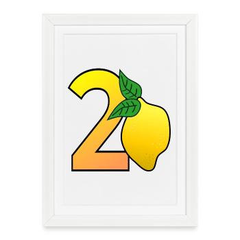 Numéro Vingt - Citron - 20 - Affiche encadrée (27 × 37 cm) - blanc - Devant