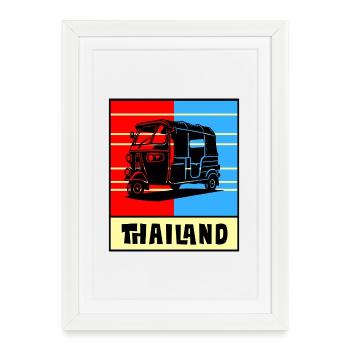 Thaïlande Tuk Tuk Design - Affiche encadrée (27 × 37 cm) - blanc - Devant
