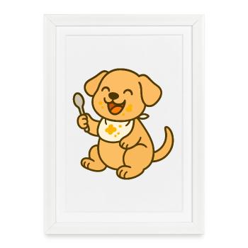 Feeding with puppy love - Framed poster (27 × 37 cm) - white - Front