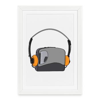 Lecteur audio cassette portable cool - Affiche encadrée (27 × 37 cm) - blanc - Devant