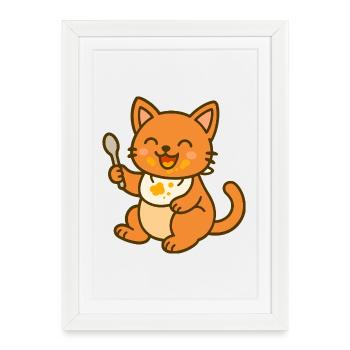 Chaton mignon – Baby Cat Fun - Affiche encadrée (27 × 37 cm) - blanc - Devant