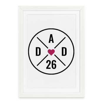 Papa 26 Coeur Bébé Père Cadeau Fête des Pères Papa 2026 - Affiche encadrée (27 × 37 cm) - blanc - Devant