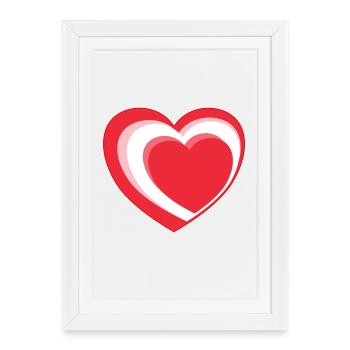 Rouge-Blanc-Rouge Coeur - Affiche encadrée (27 × 37 cm) - blanc - Devant