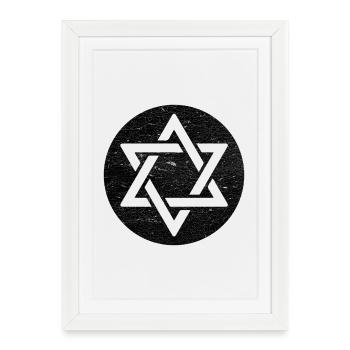 Étoile de David en cercle noir - Affiche encadrée (27 × 37 cm) - blanc - Devant