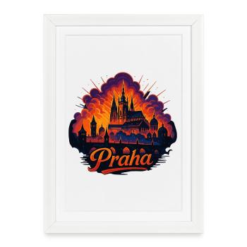 Prague Prague City Czech Republic Silhouette Gift - Framed poster (27 × 37 cm) - white - Front