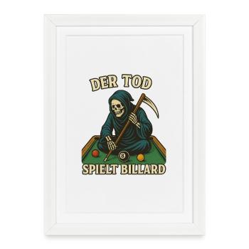La mort joue au billard - Affiche encadrée (27 × 37 cm) - blanc - Devant
