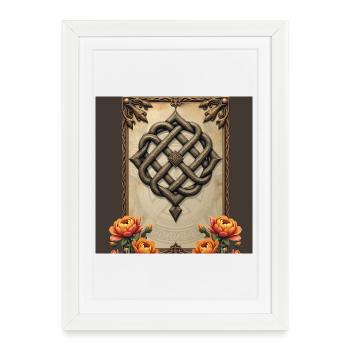 Art celtique et splendeur florale dans des tons chauds. - Affiche encadrée (27 × 37 cm) - blanc - Devant