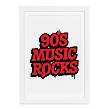 90's Music Rocks - Framed poster (27 × 37 cm) - white - Front