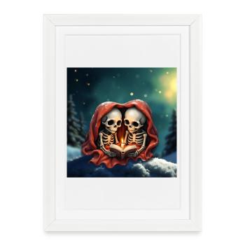 Magical Winter Moments: Two Skeletons - Framed poster (27 × 37 cm) - white - Front