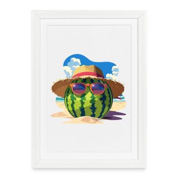 Watermelon Summer Cool Sweetness on the Beach - Framed poster (27 × 37 cm) - white - Front