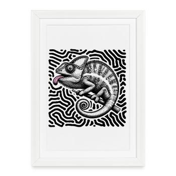 Chameleon Psychedelic Maze Art - Framed poster (27 × 37 cm) - white - Front