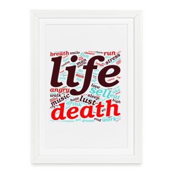 Life & Death – Word Art between Heaven and Hell - Framed poster (27 × 37 cm) - white - Front