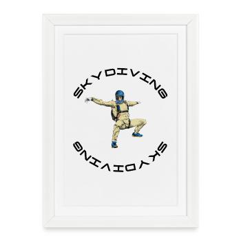 Parachutisme - Affiche encadrée (27 × 37 cm) - blanc - Devant