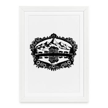 Lac Glaciaire Noir - Affiche encadrée (27 × 37 cm) - blanc - Devant
