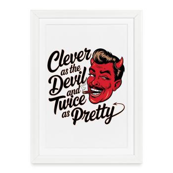 Naughty devil with cigar and charm - Framed poster (27 × 37 cm) - white - Front