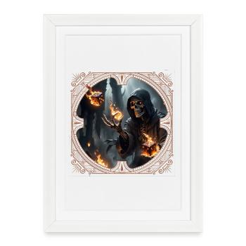 Dés squelettes Magie et Feu - Affiche encadrée (27 × 37 cm) - blanc - Devant