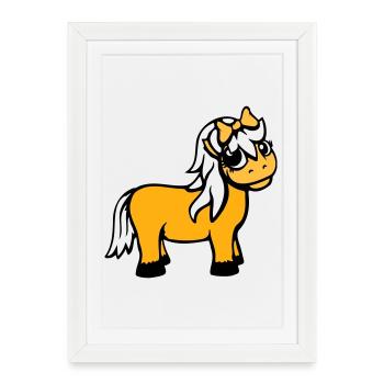 Horse Girl Female Cute Pretty Bow Woman - Framed poster (27 × 37 cm) - white - Front