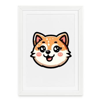 Charming Shiba Inu Cat Design - Framed poster (27 × 37 cm) - white - Front
