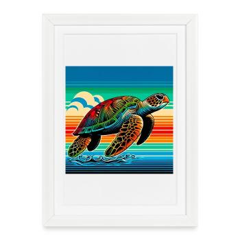 turtle - Framed poster (27 × 37 cm) - white - Front