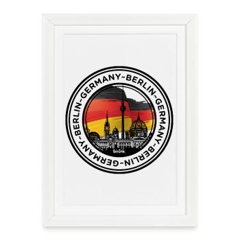 Berlin Skyline with German Flag Colors - Framed poster (27 × 37 cm) - white - Front