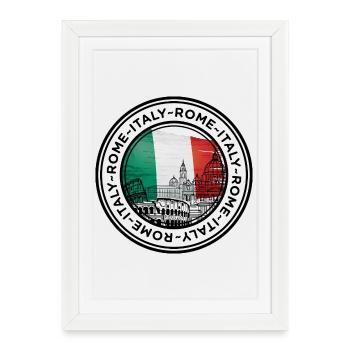Italy Landmark Silhouette with Flag Colors - Framed poster (27 × 37 cm) - white - Front