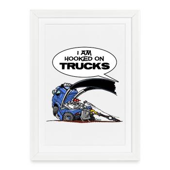 HookedOnTRUCKS-BLUE - Framed poster (27 × 37 cm) - white - Front