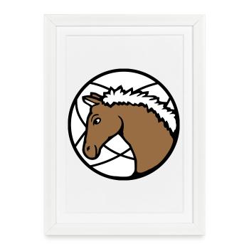 cheval mignon poney poulain cheval fille mignon bande dessinée - Affiche encadrée (27 × 37 cm) - blanc - Devant