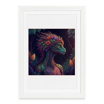 Illustration mythique du dragon de la jungle - Affiche encadrée (27 × 37 cm) - blanc - Devant